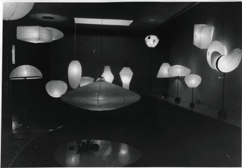 Installation view of "Isamu Noguchi Exhibition" Chuo Koron Gallery, August 2 - 7, 1954.