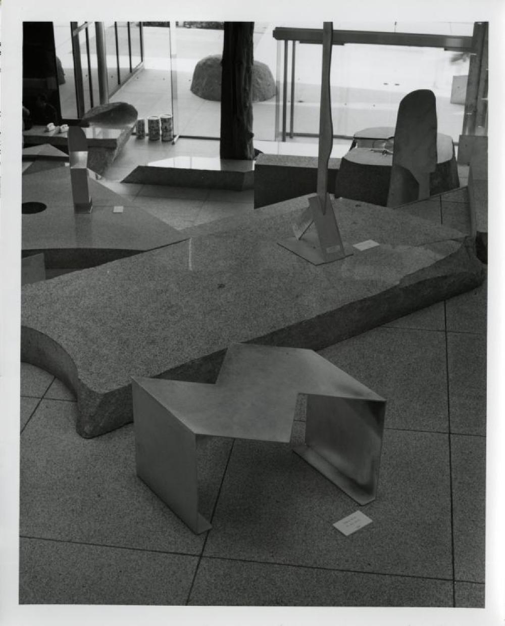 Installation view of "Isamu Noguchi: Steel Sculptures," Sogetsu Plaza (April, 1984)