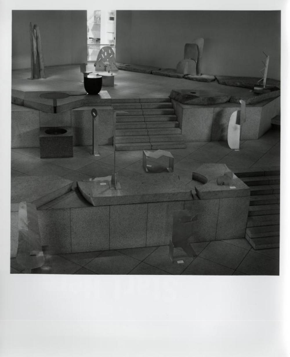 Installation view of "Isamu Noguchi: Steel Sculptures," Sogetsu Plaza (April, 1984)