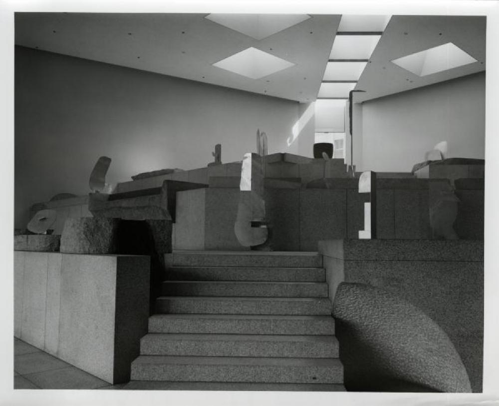 Installation view of "Isamu Noguchi: Steel Sculptures," Sogetsu Plaza (April, 1984).