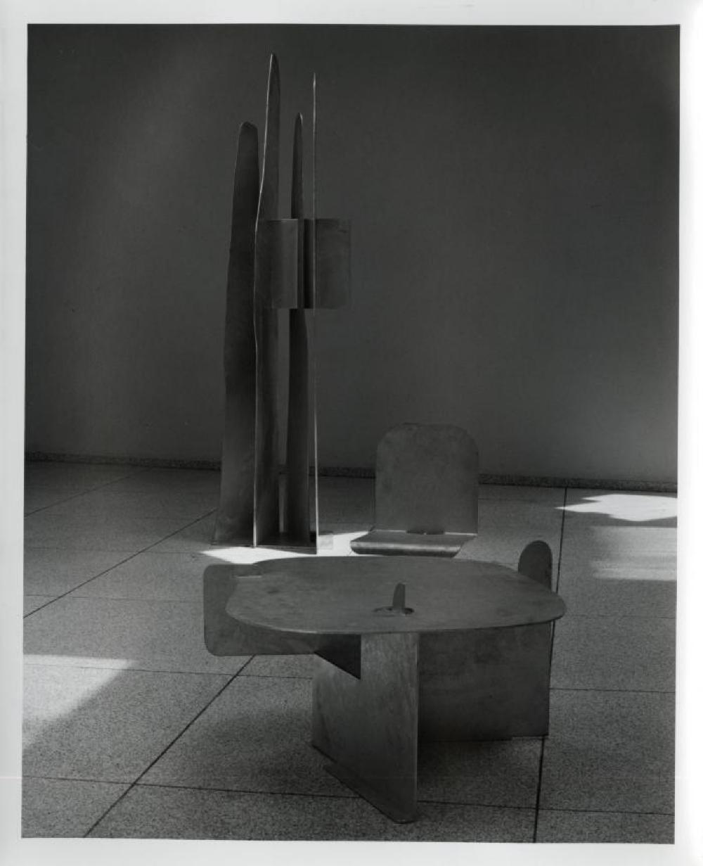Installation view of "Isamu Noguchi: Steel Sculptures," Sogetsu Plaza (April, 1984)
