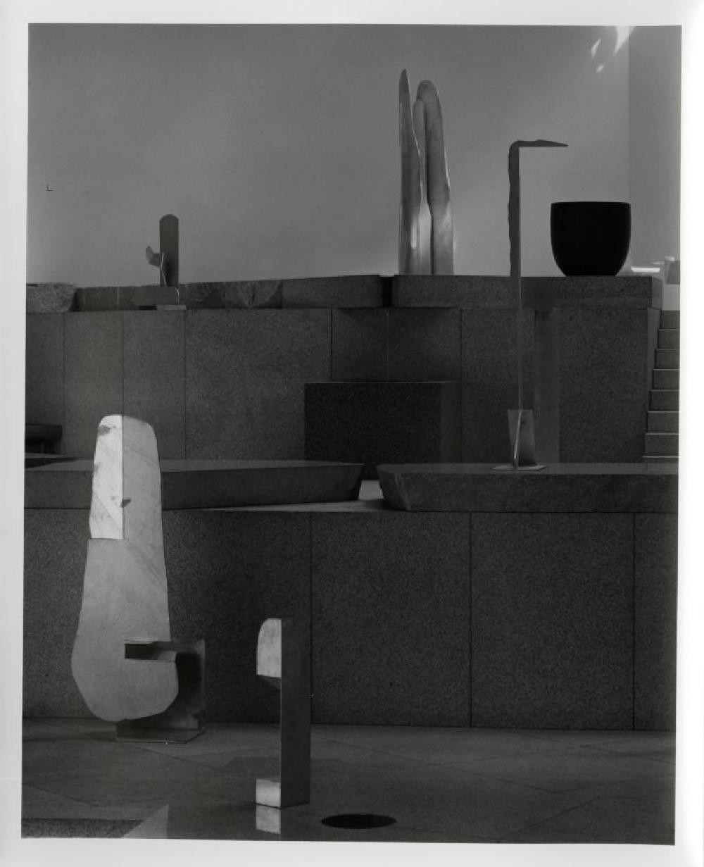 Installation view of "Isamu Noguchi: Steel Sculptures," Sogetsu Plaza (April, 1984).
