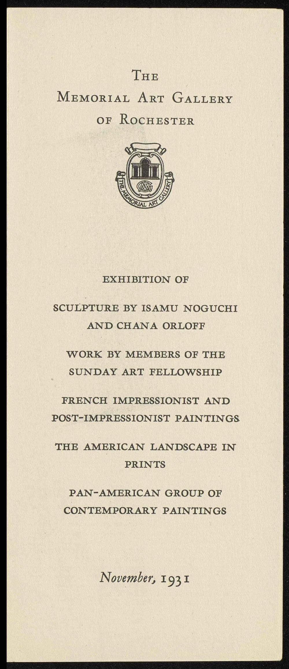The Memorial Art Gallery of Rochester exhibition catalog